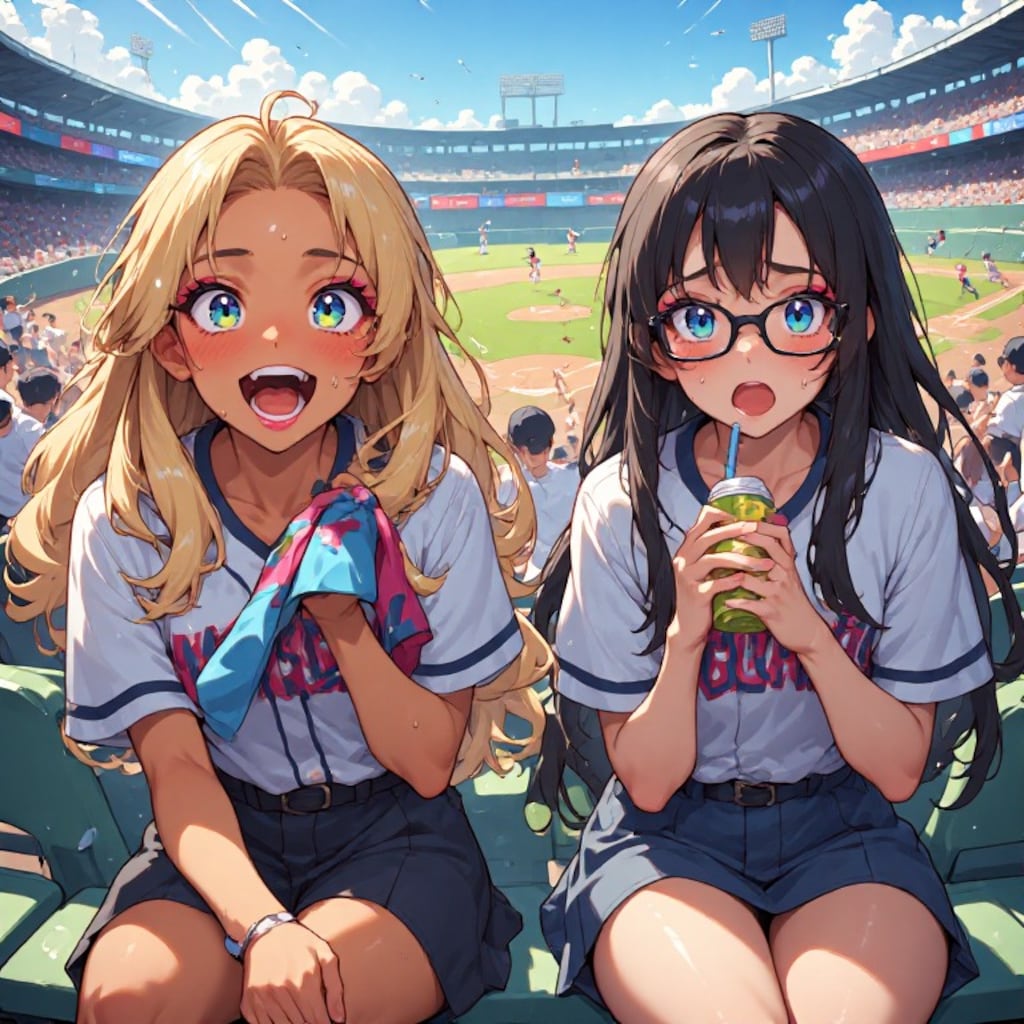 金髪ギャルと黒髪メガネ　スポーツ観戦編