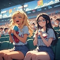 金髪ギャルと黒髪メガネ　スポーツ観戦編 3枚目