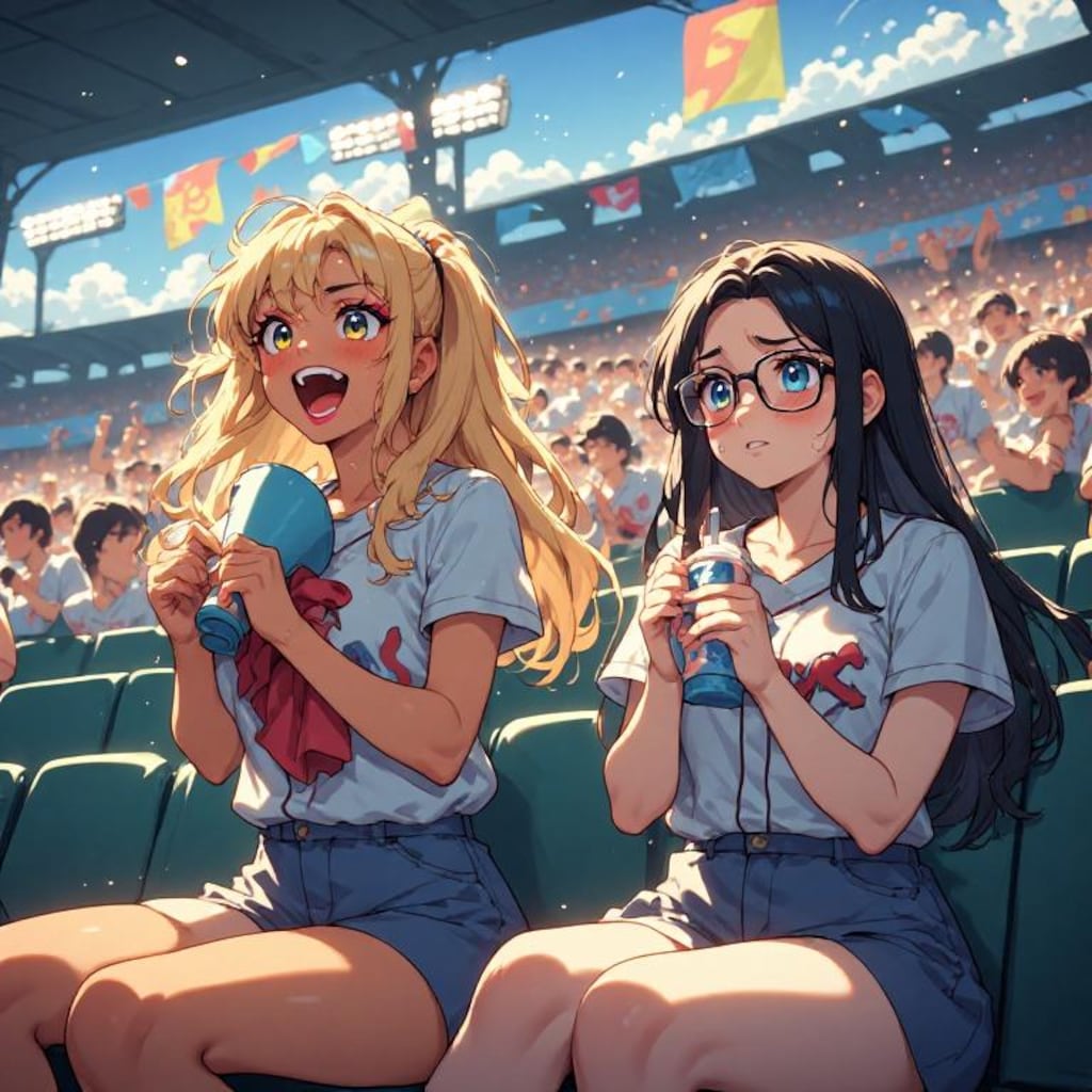 金髪ギャルと黒髪メガネ　スポーツ観戦編