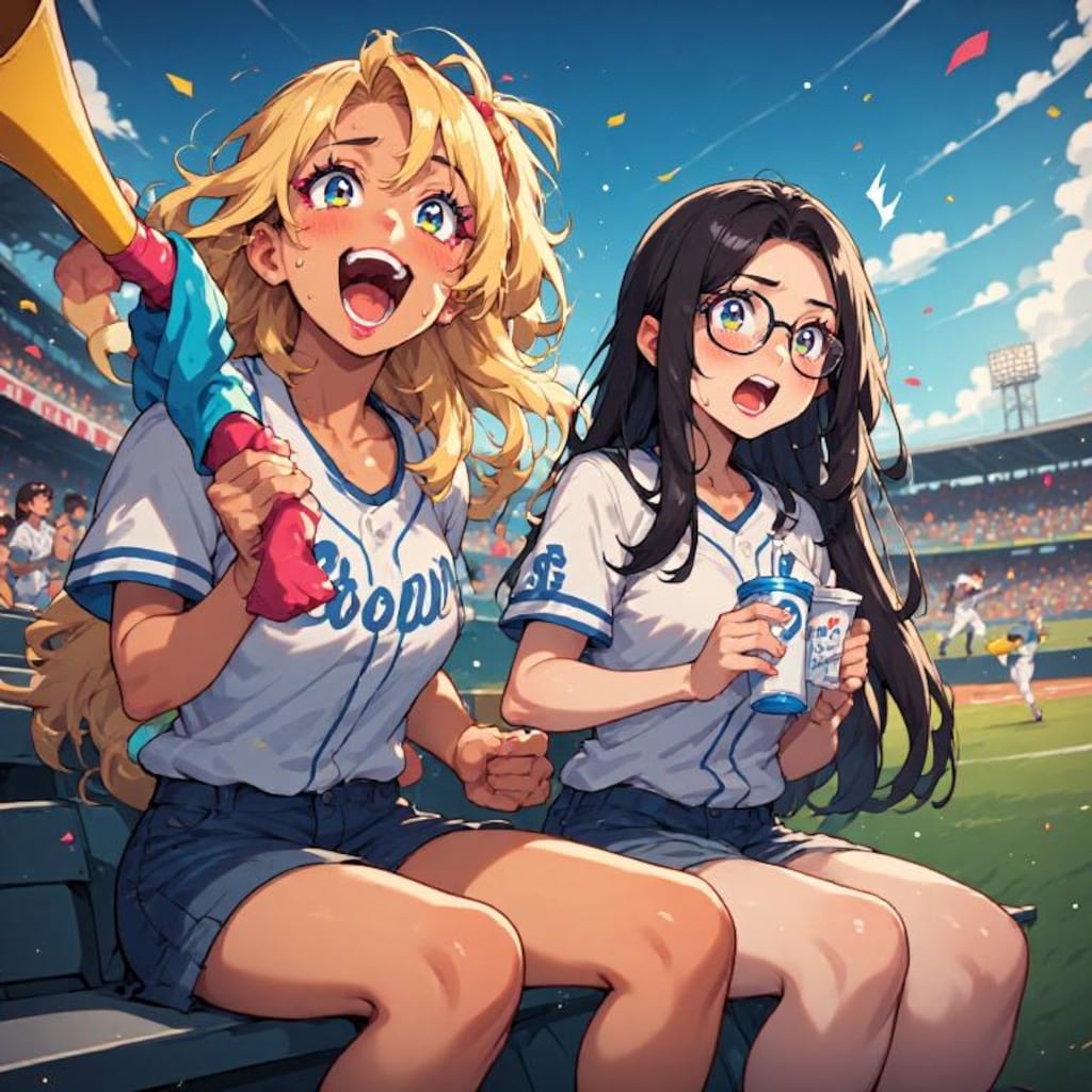 金髪ギャルと黒髪メガネ　スポーツ観戦編