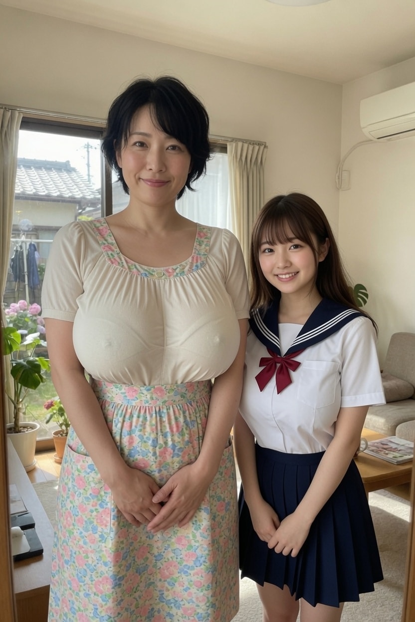爆乳熟女　着衣透け乳首