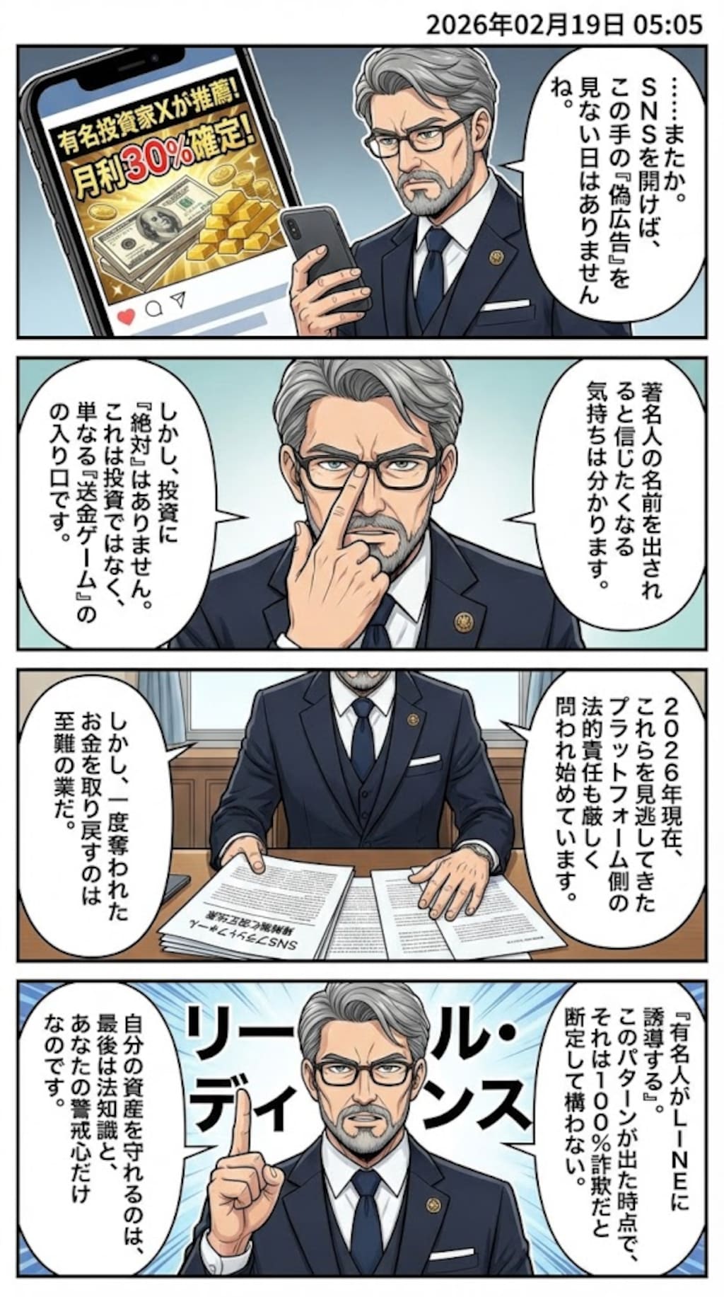 SNS上の「偽広告」　毎日漫画5時