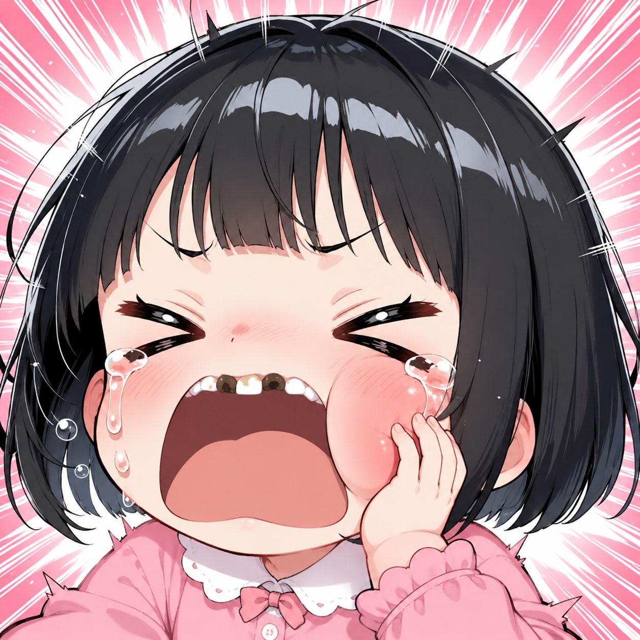 乳歯が虫歯になっちゃったちーちゃん・・・・。😭