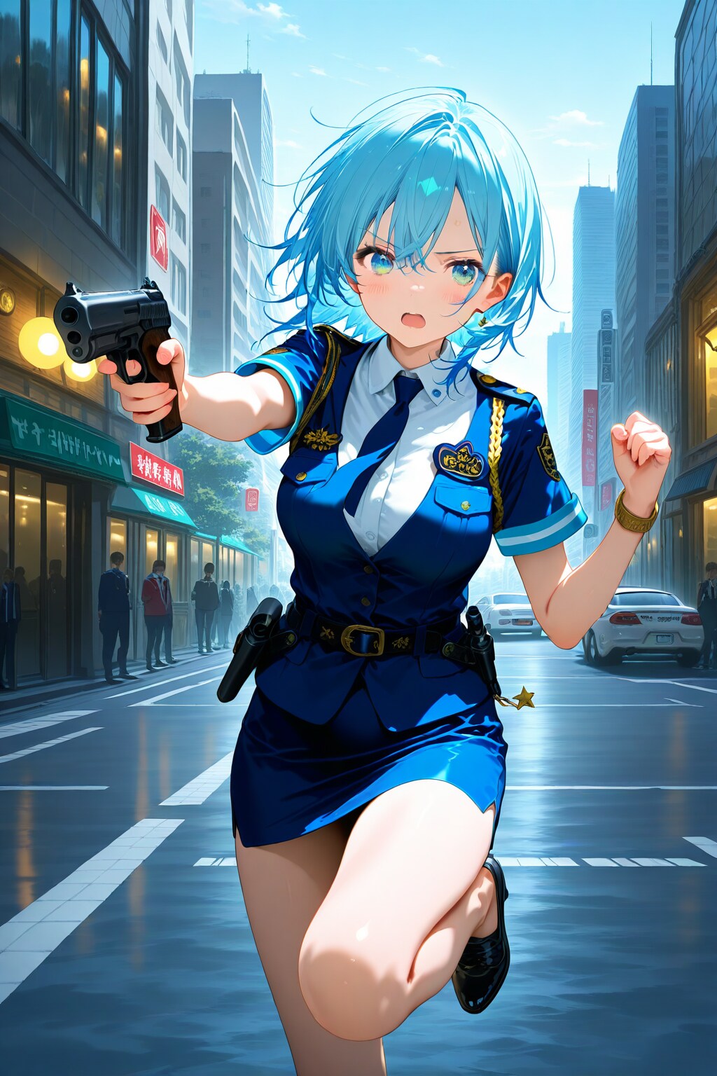 止まれ！止まらないと、撃つぞ！