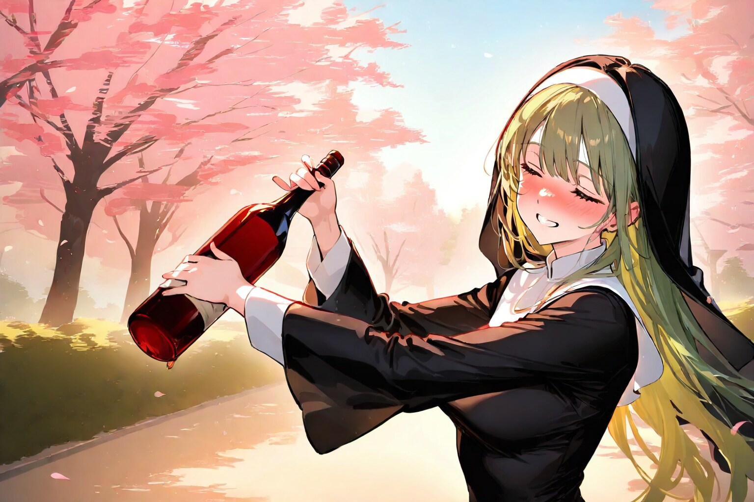 お花見泥酔シスター（醜態） | の人気AIイラスト・グラビア