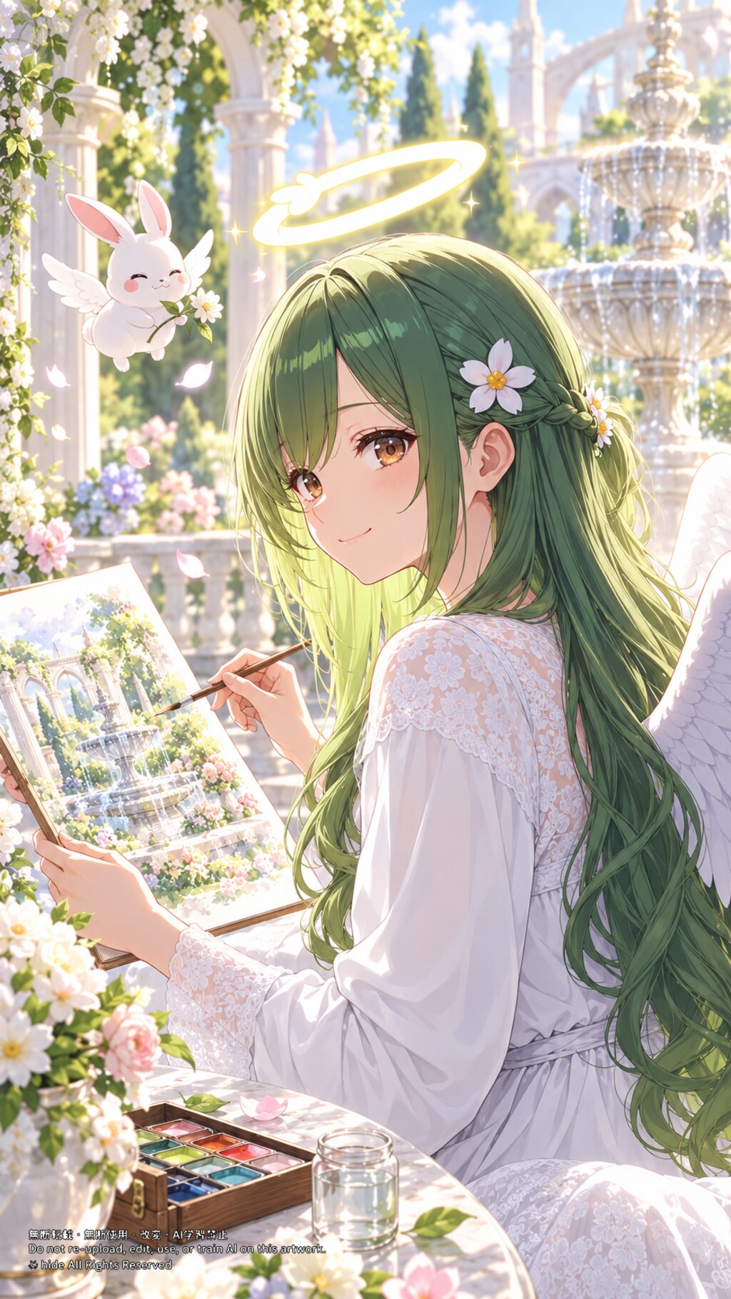 🟢 ラファエルさん、絵筆と花の時間
