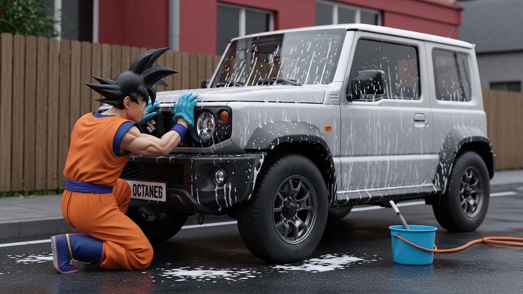 孫悟空がジムニーを洗う