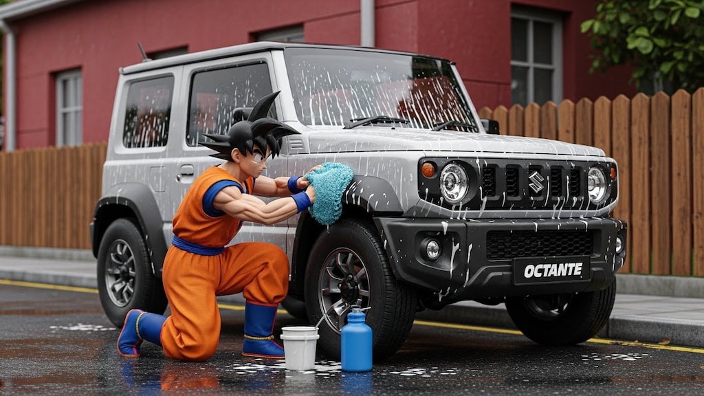 孫悟空がジムニーを洗う