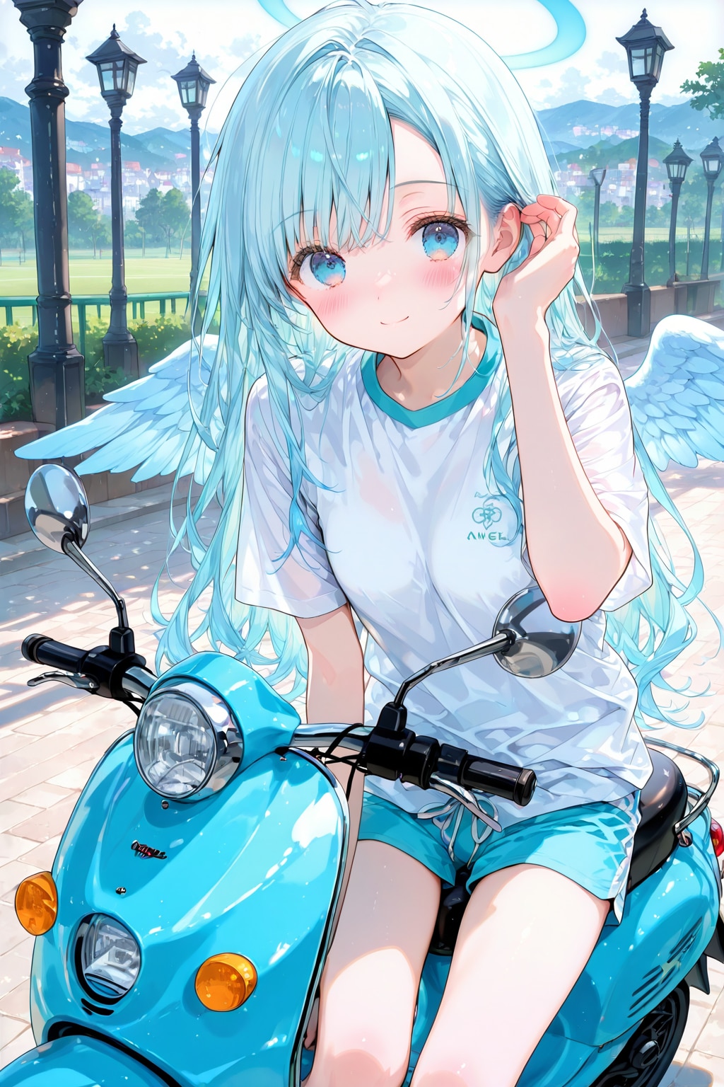バイクに乗る天使少女_DIRT | の人気AIイラスト・グラビア