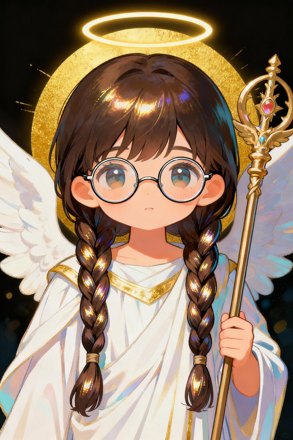 seedreamが考える眼鏡三つ編みの守護神