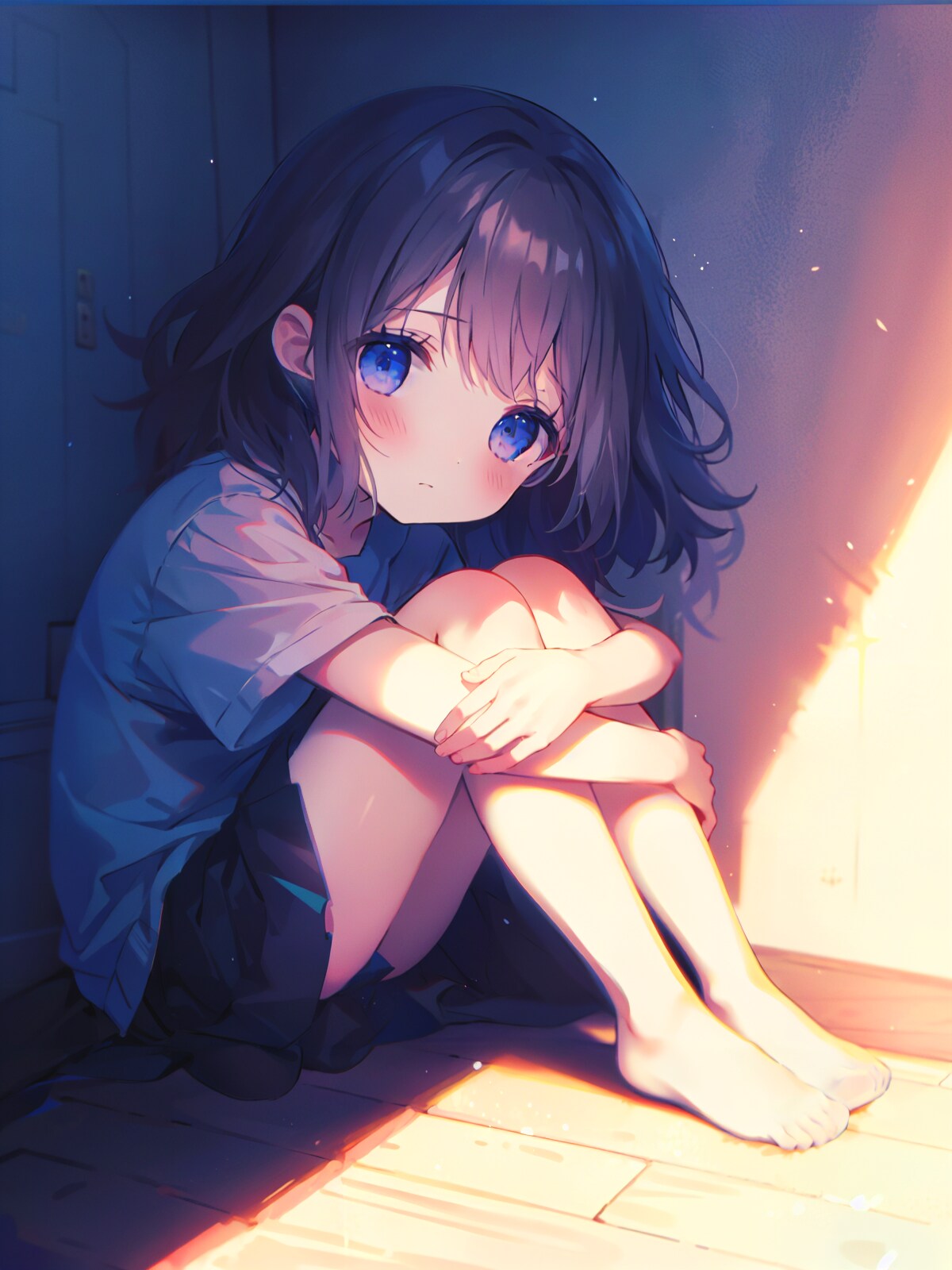 部屋の隅っこで体育座り