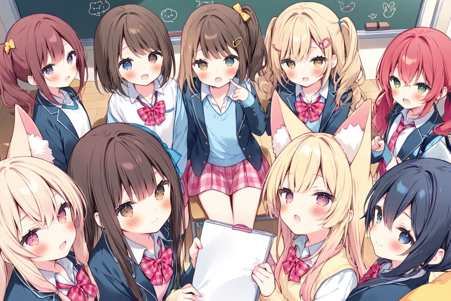 JKの大群 | の人気AIイラスト・グラビア