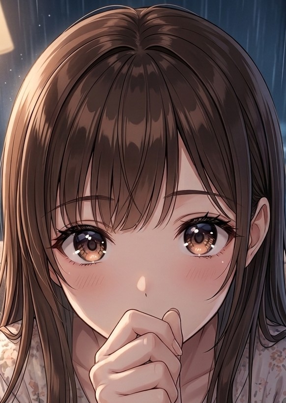 口に手を添えている