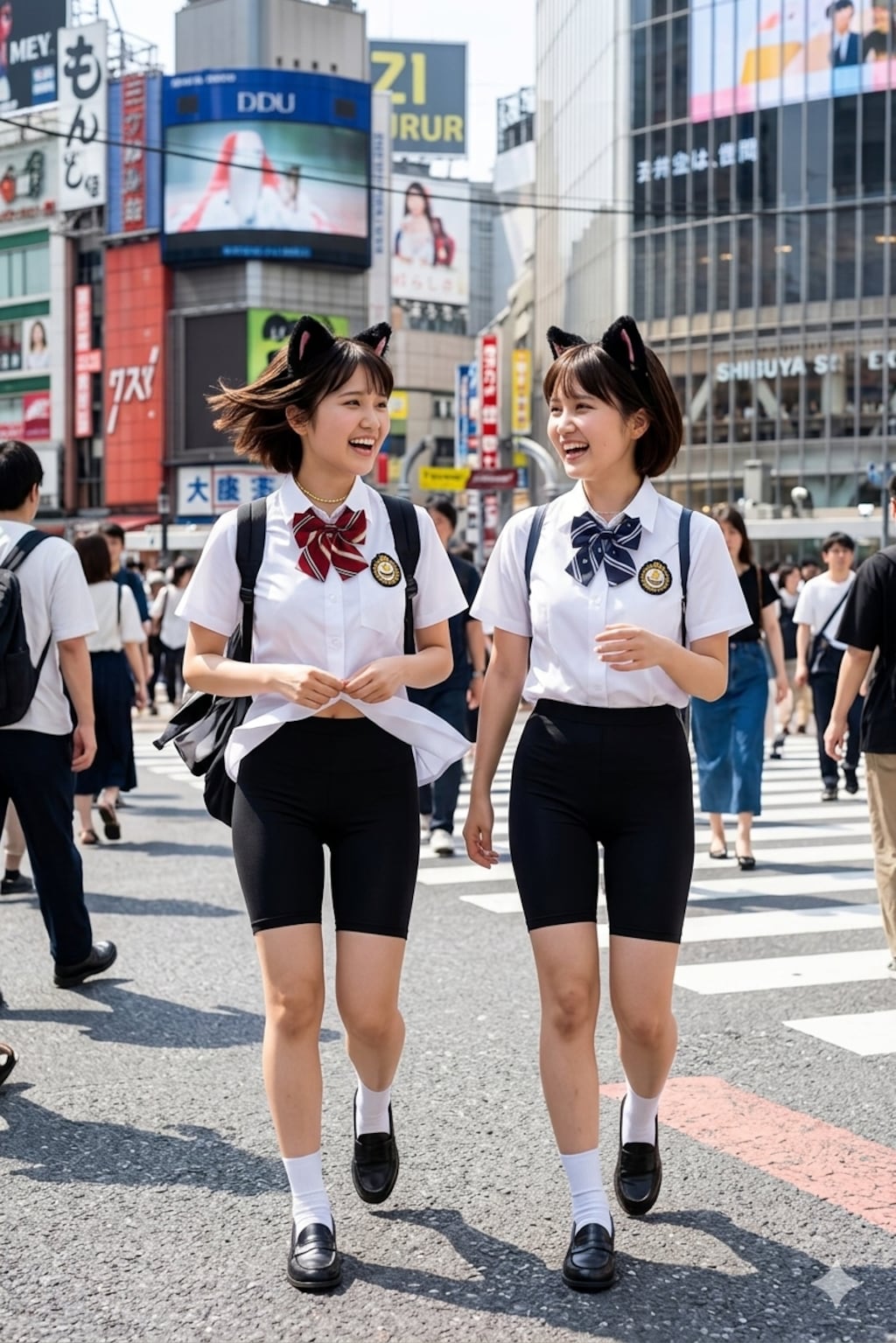 スパッツで渋谷交差点