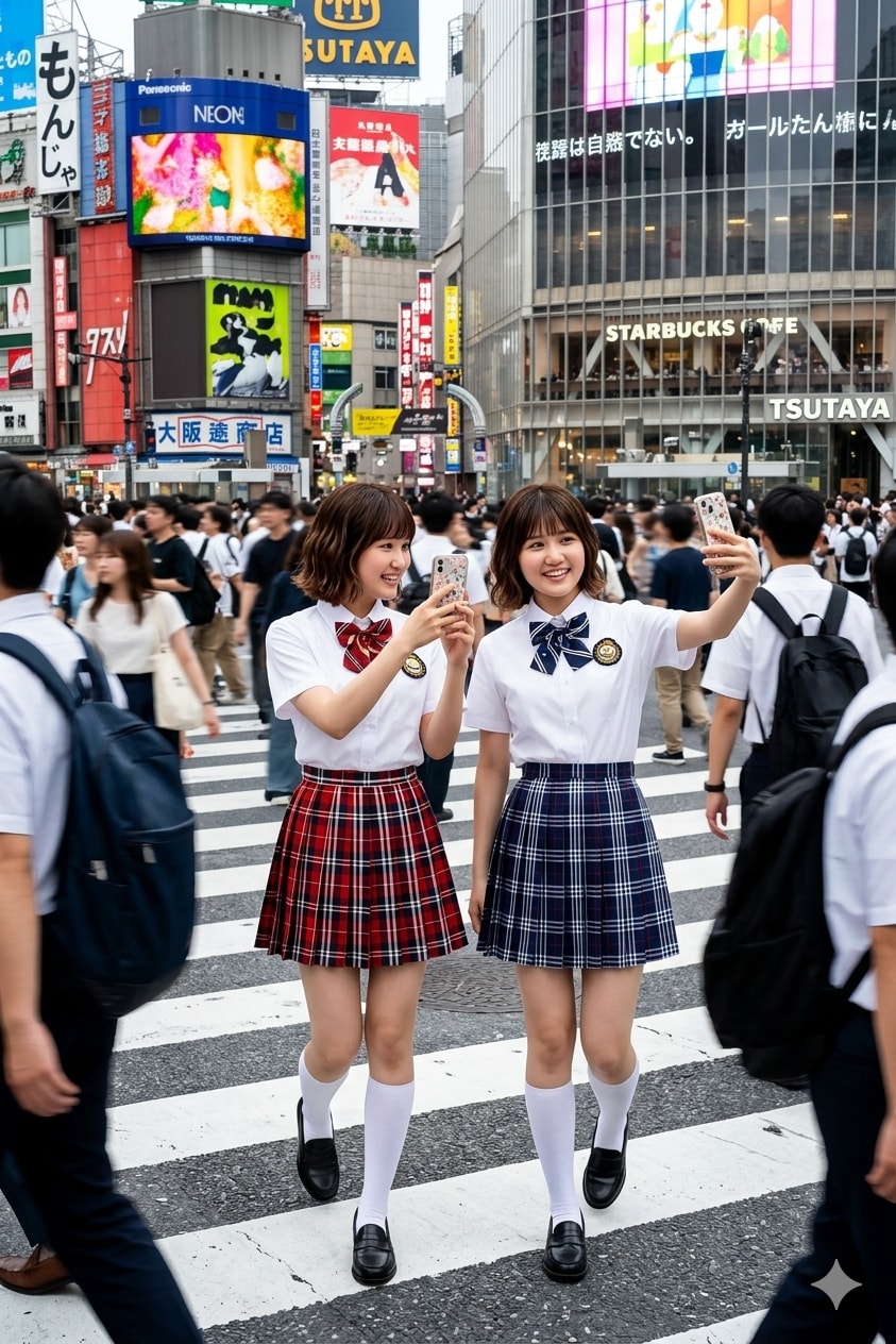 スパッツで渋谷交差点