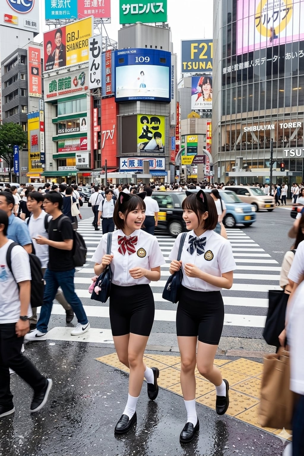 スパッツで渋谷交差点