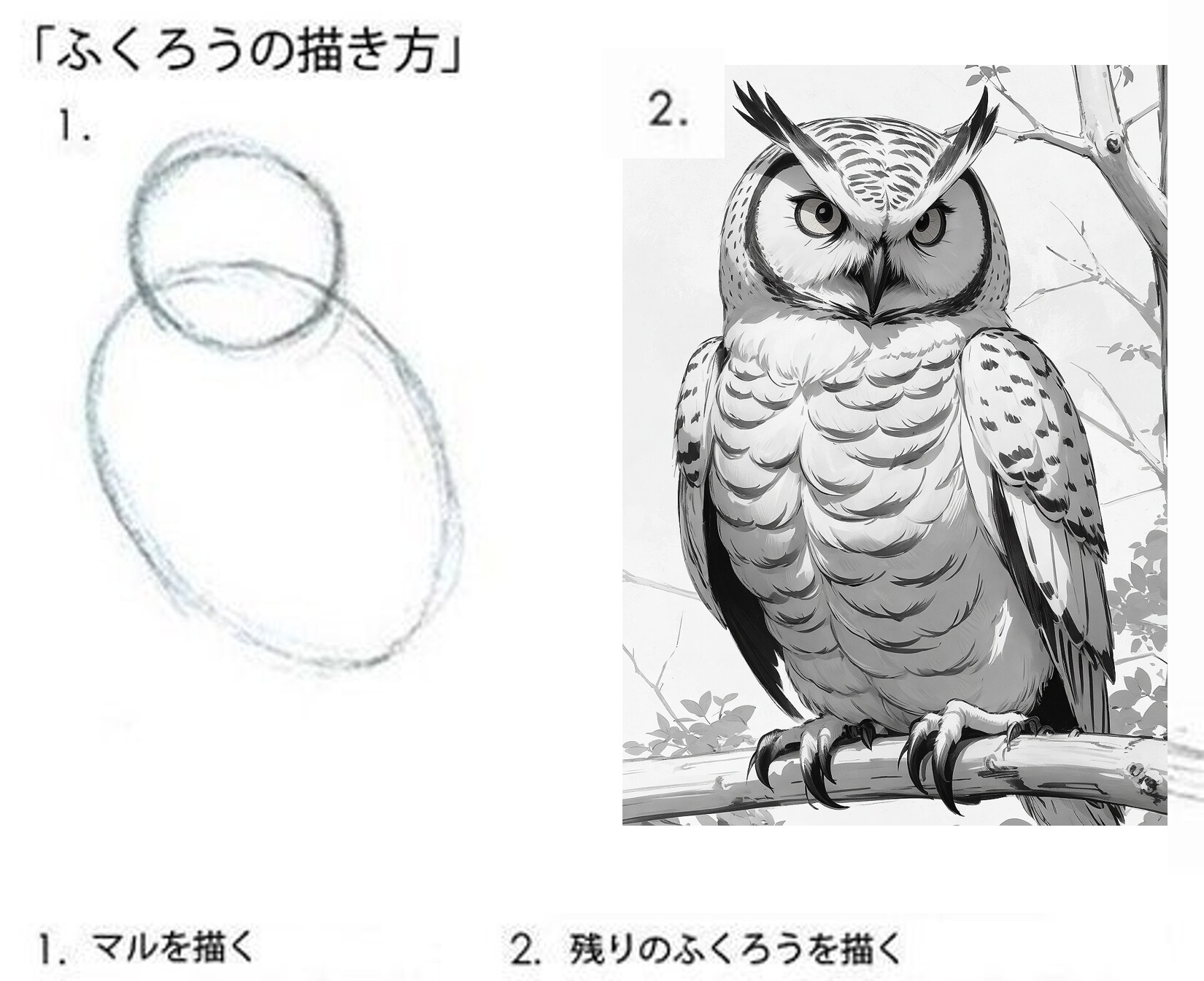 「ふくろうの描き方」