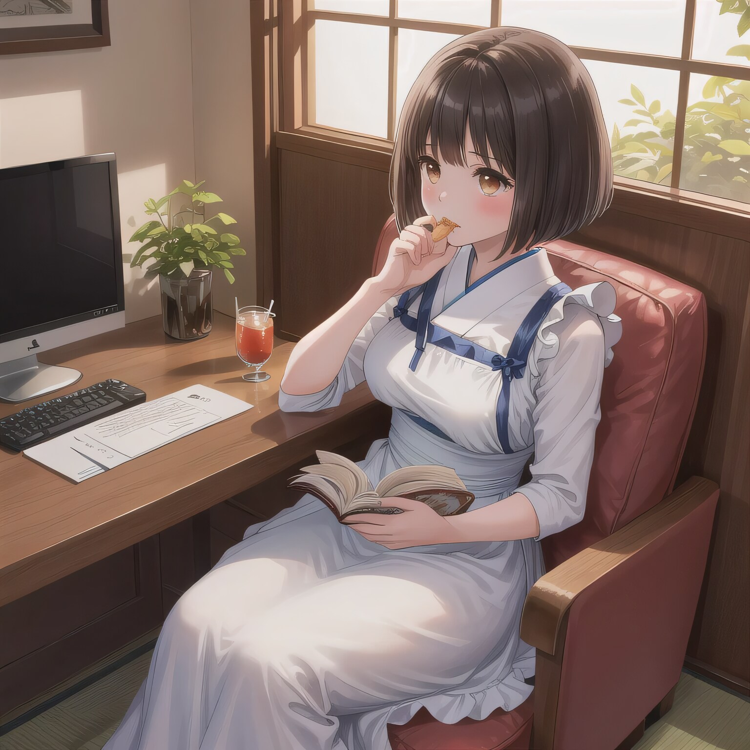 黒髪ボブで漫画喫茶の少女２ | の人気AIイラスト・グラビア