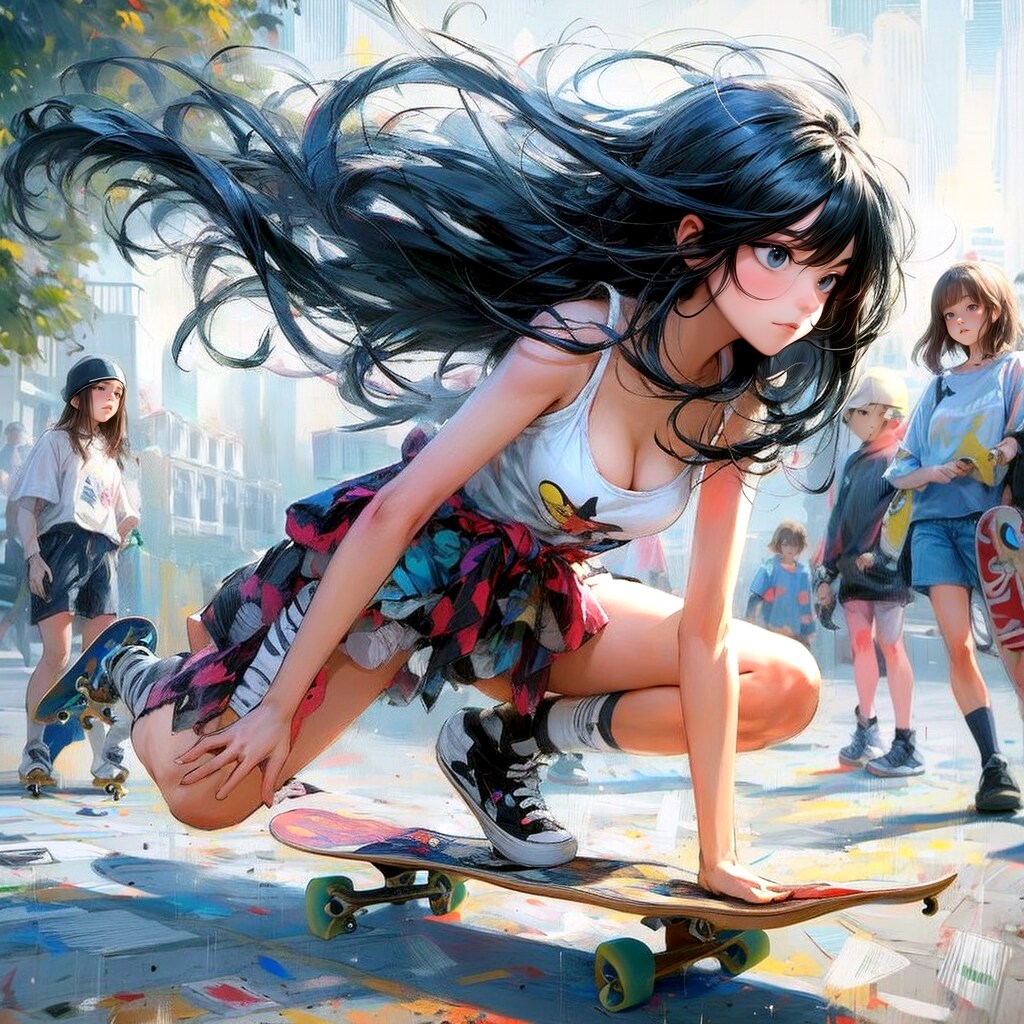 スケボーする少女