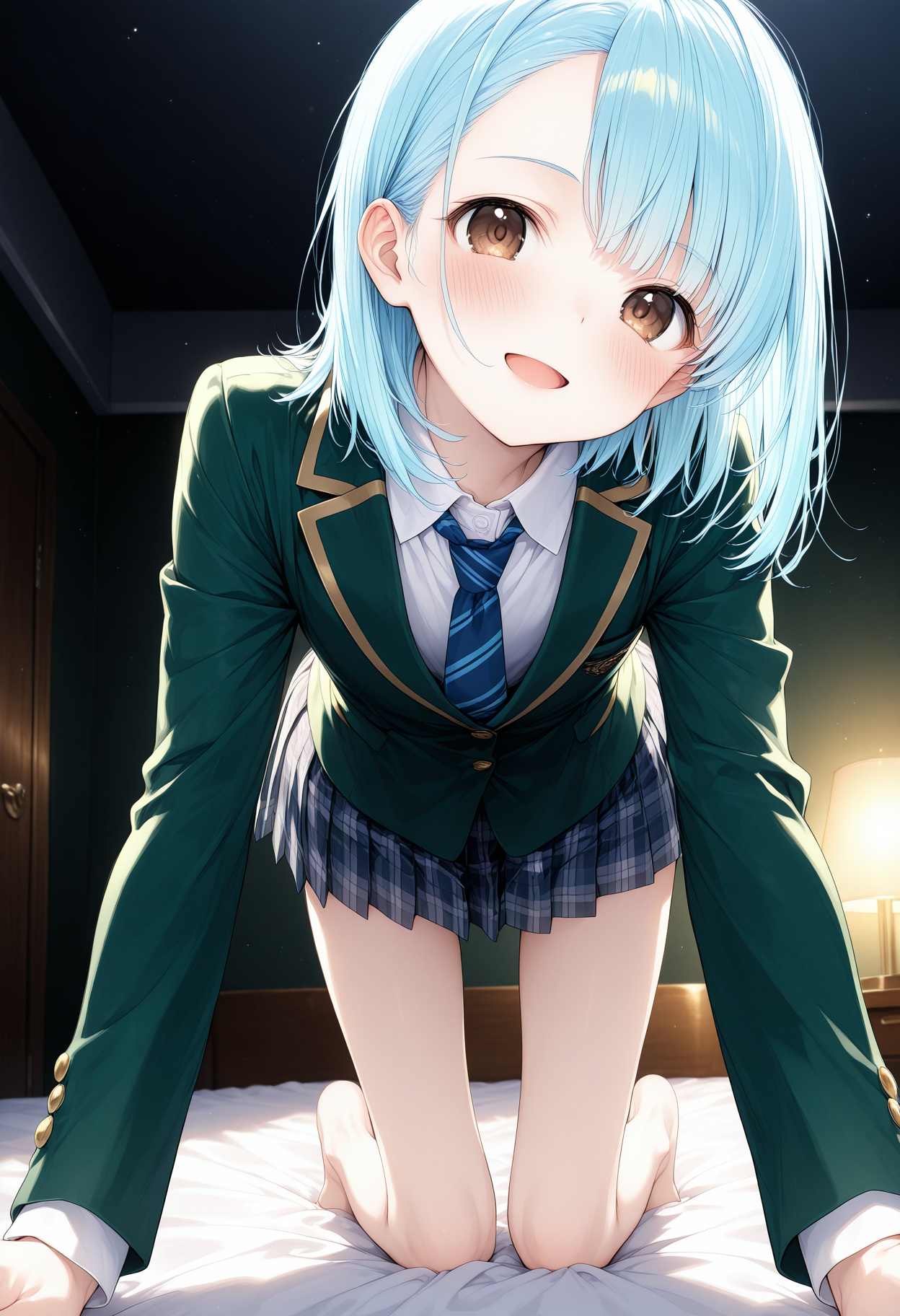 青髪JK制服