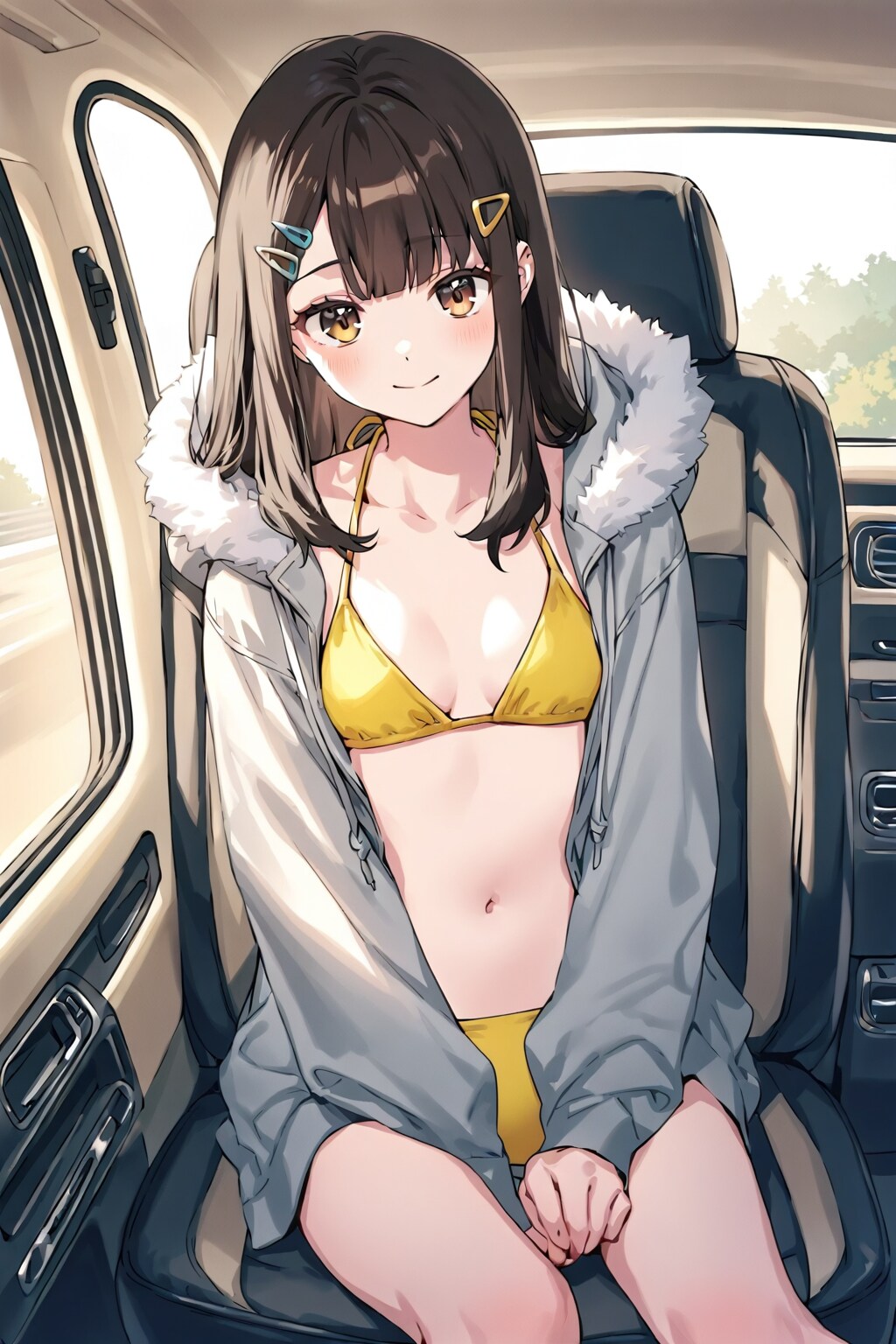 車中でビキニ