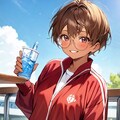 部活後の水分補給を怠らない眼鏡っ娘 2枚目