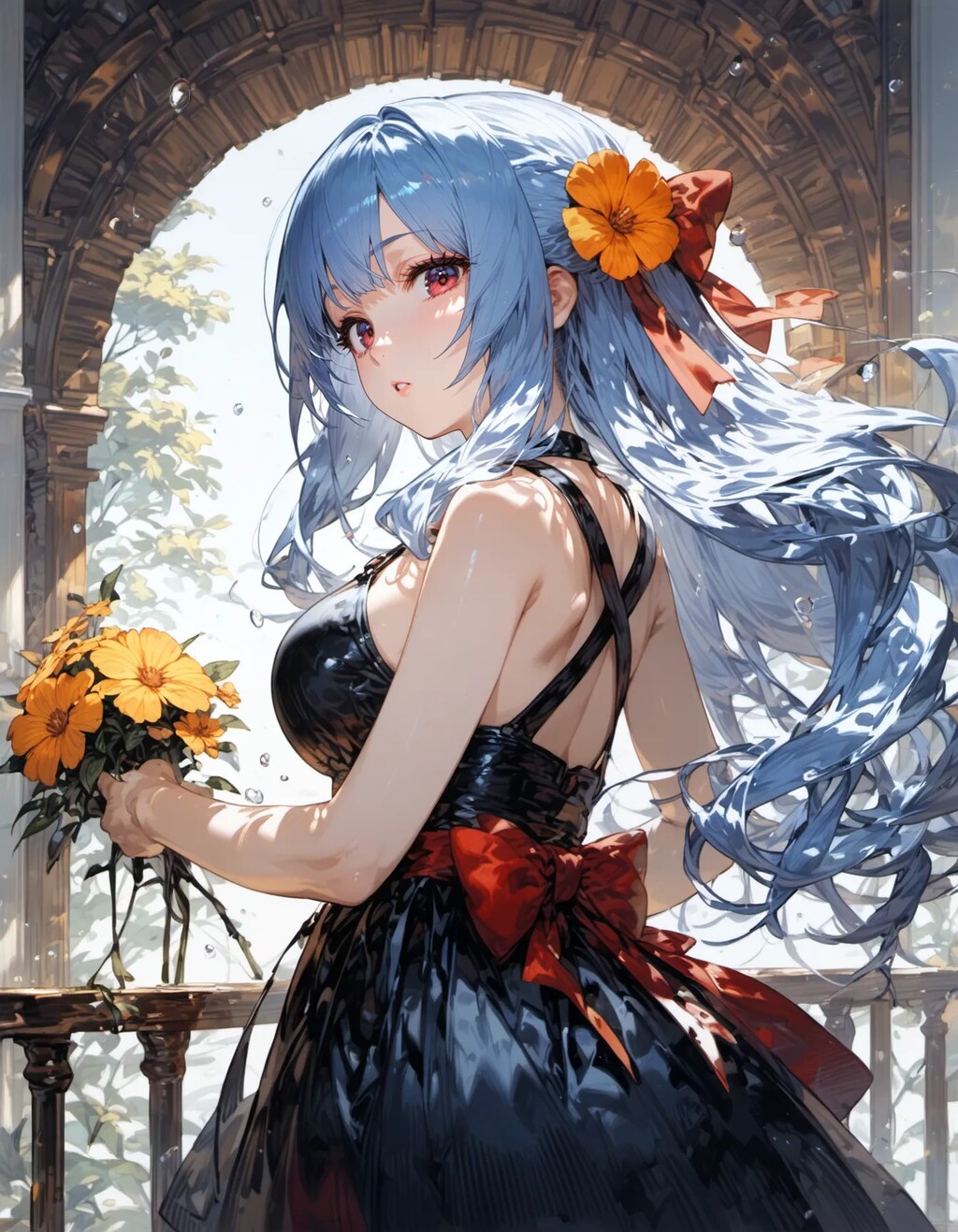 Black Dress, Blue Hair