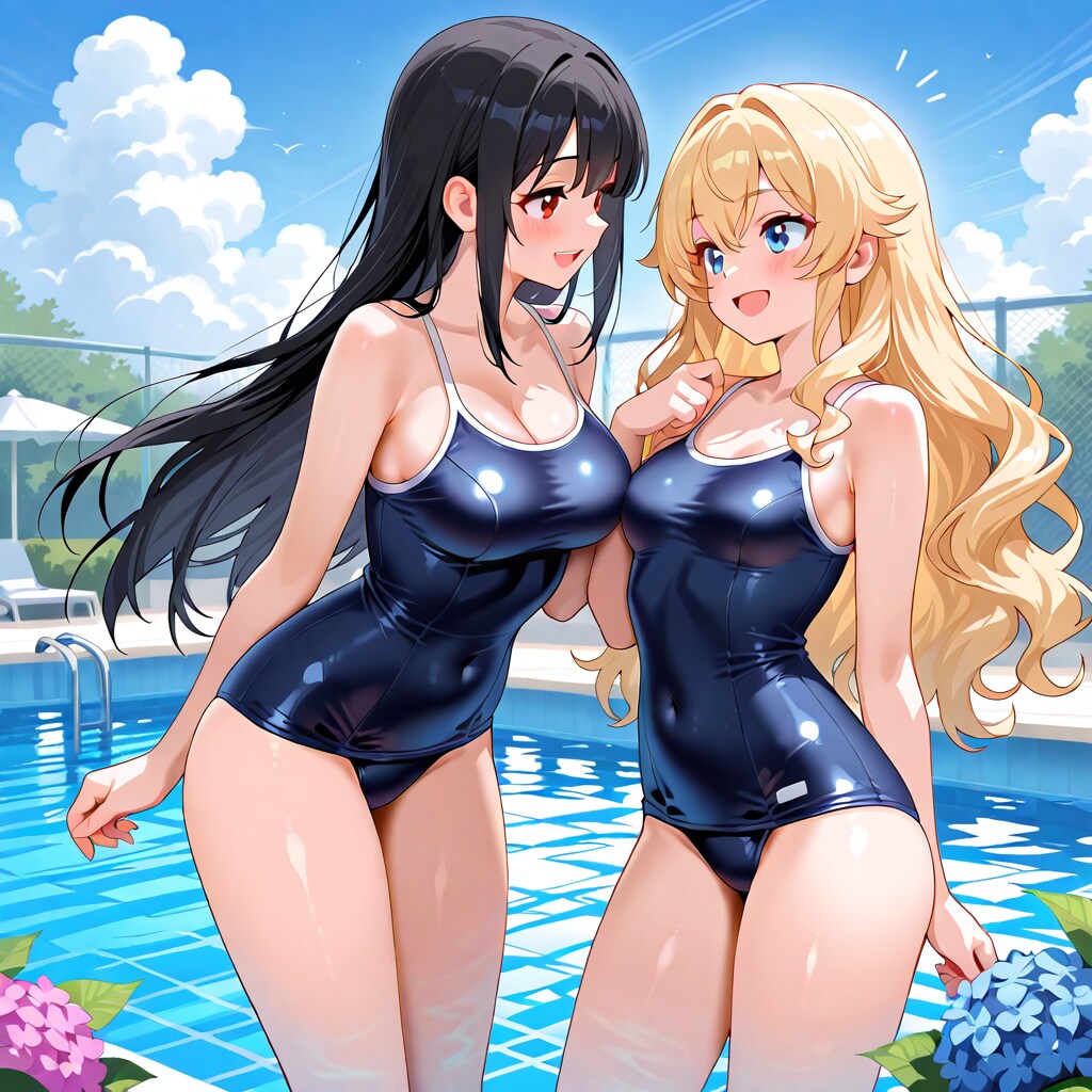 スク水ちちぷいコンビ！