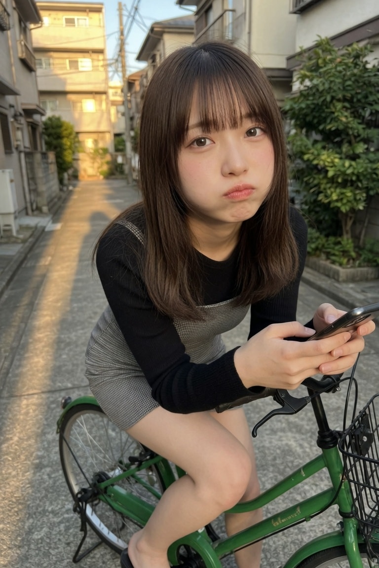 今日の股ゆる素人　自転車で通学中の大学生