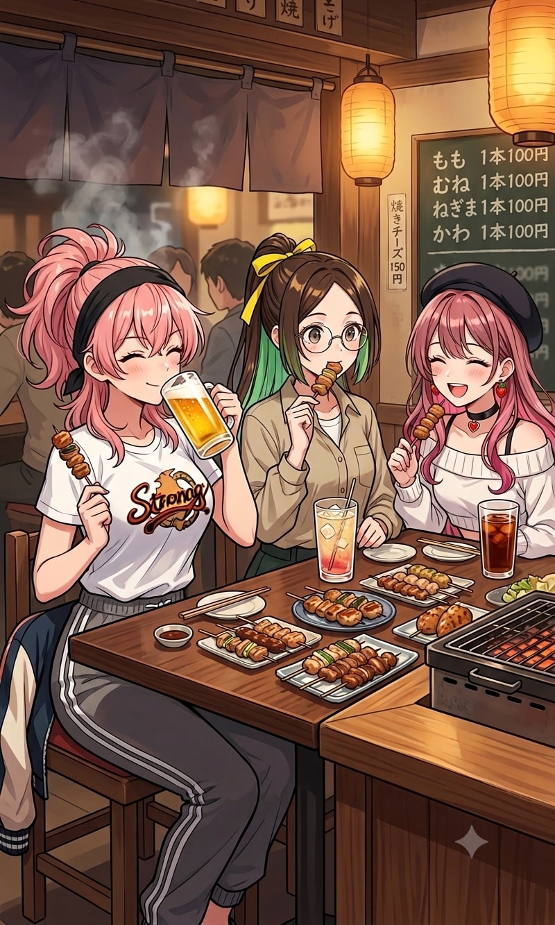 <リカちゃん、軍服ちゃん、Sumiちゃん>やきとり！