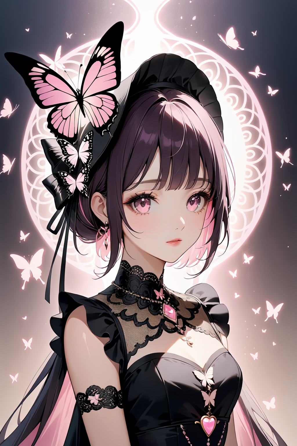 Bonnet hat dedicated to Noir Rose Papillon