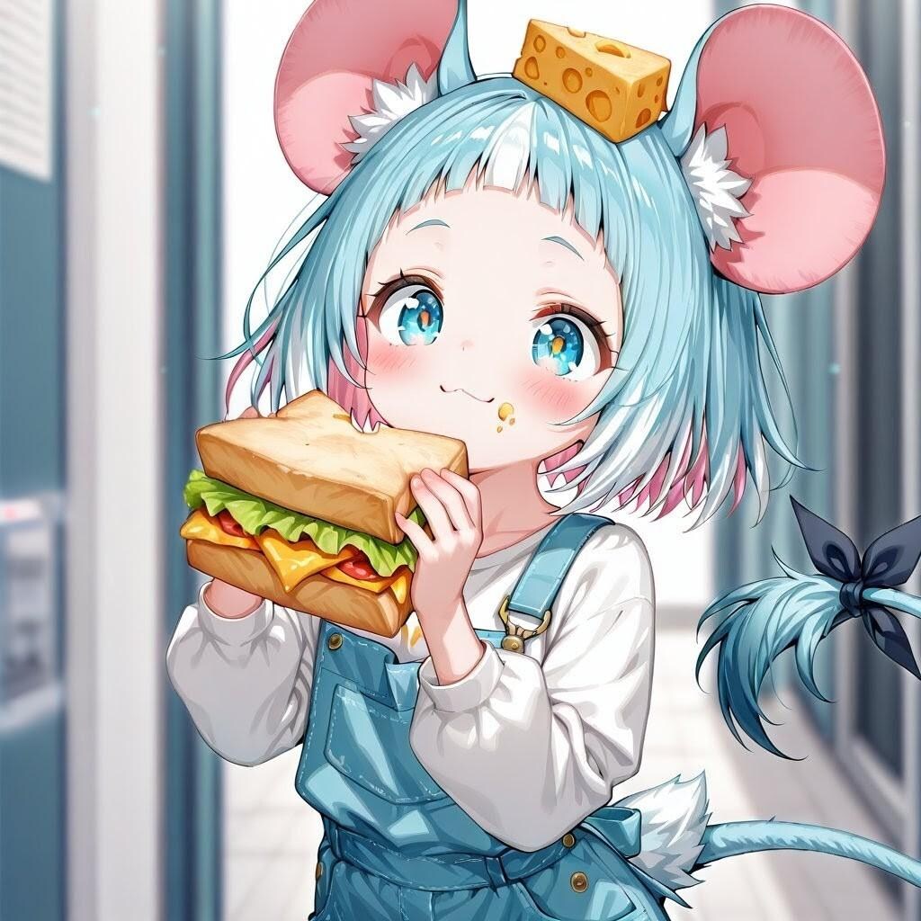 サンドイッチを食べるラットちゃん達