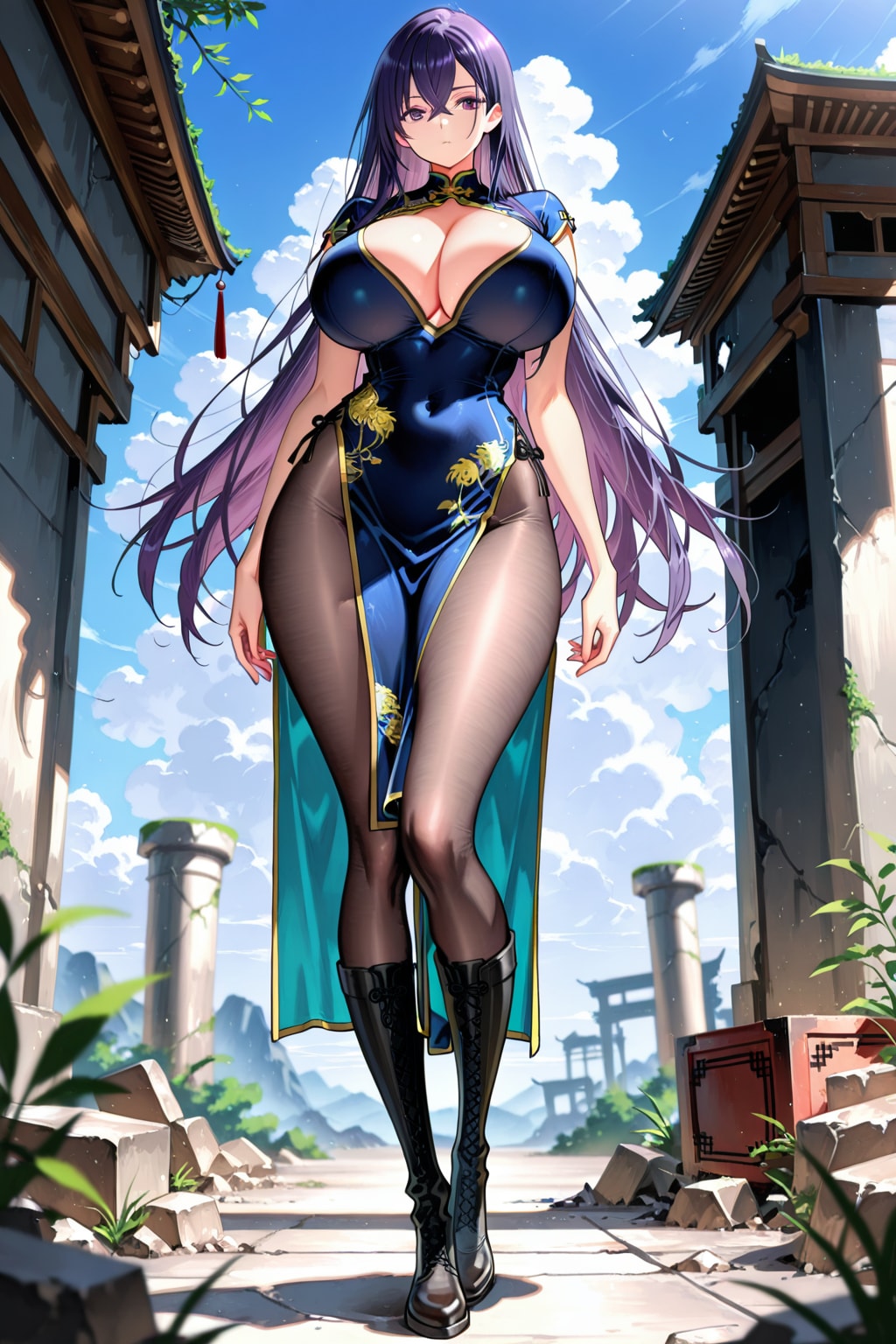 紫髪ロングのチャイナ娘