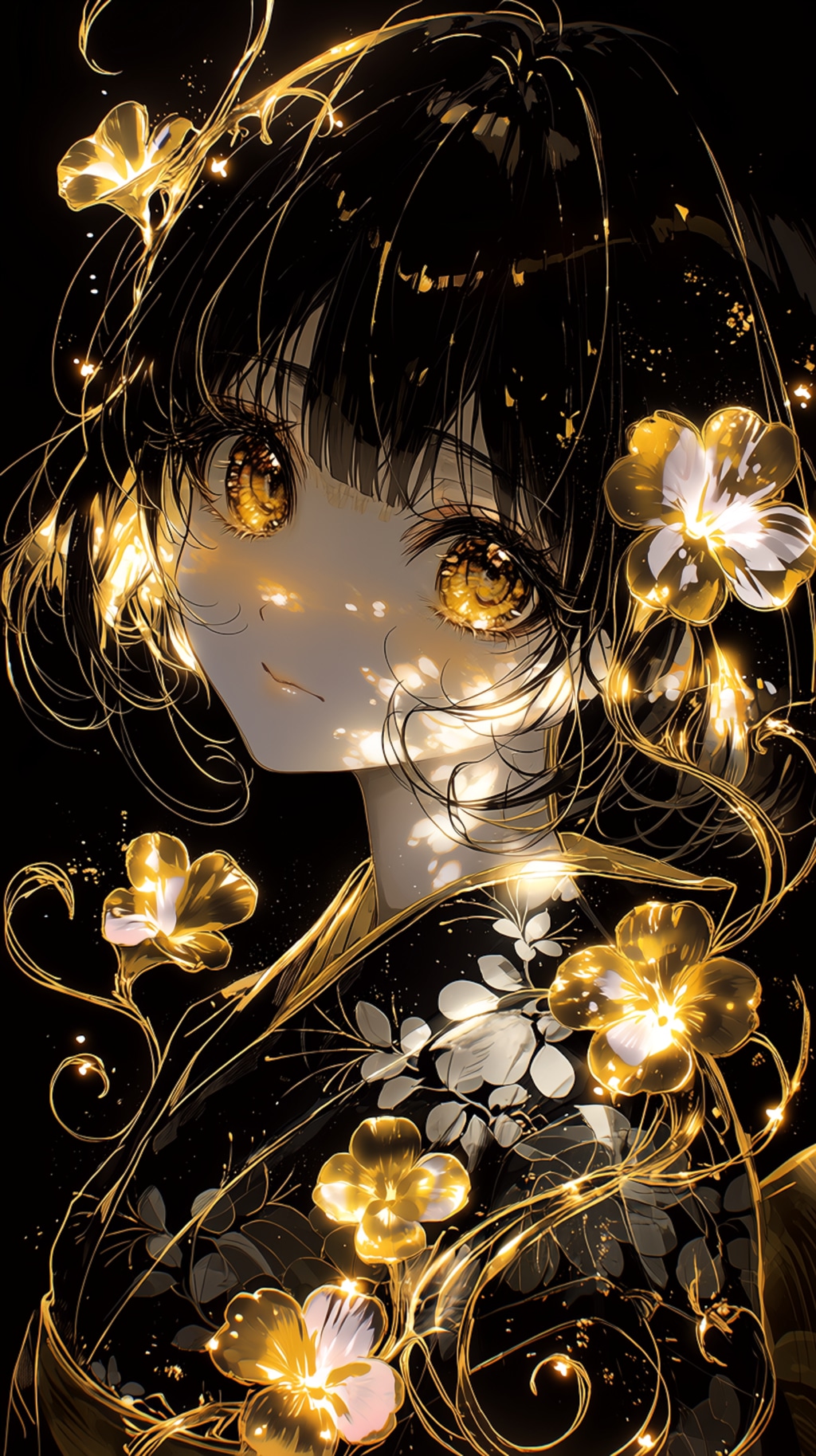 Midnight Gold Blossom  🌸 真夜中に咲く黄金花