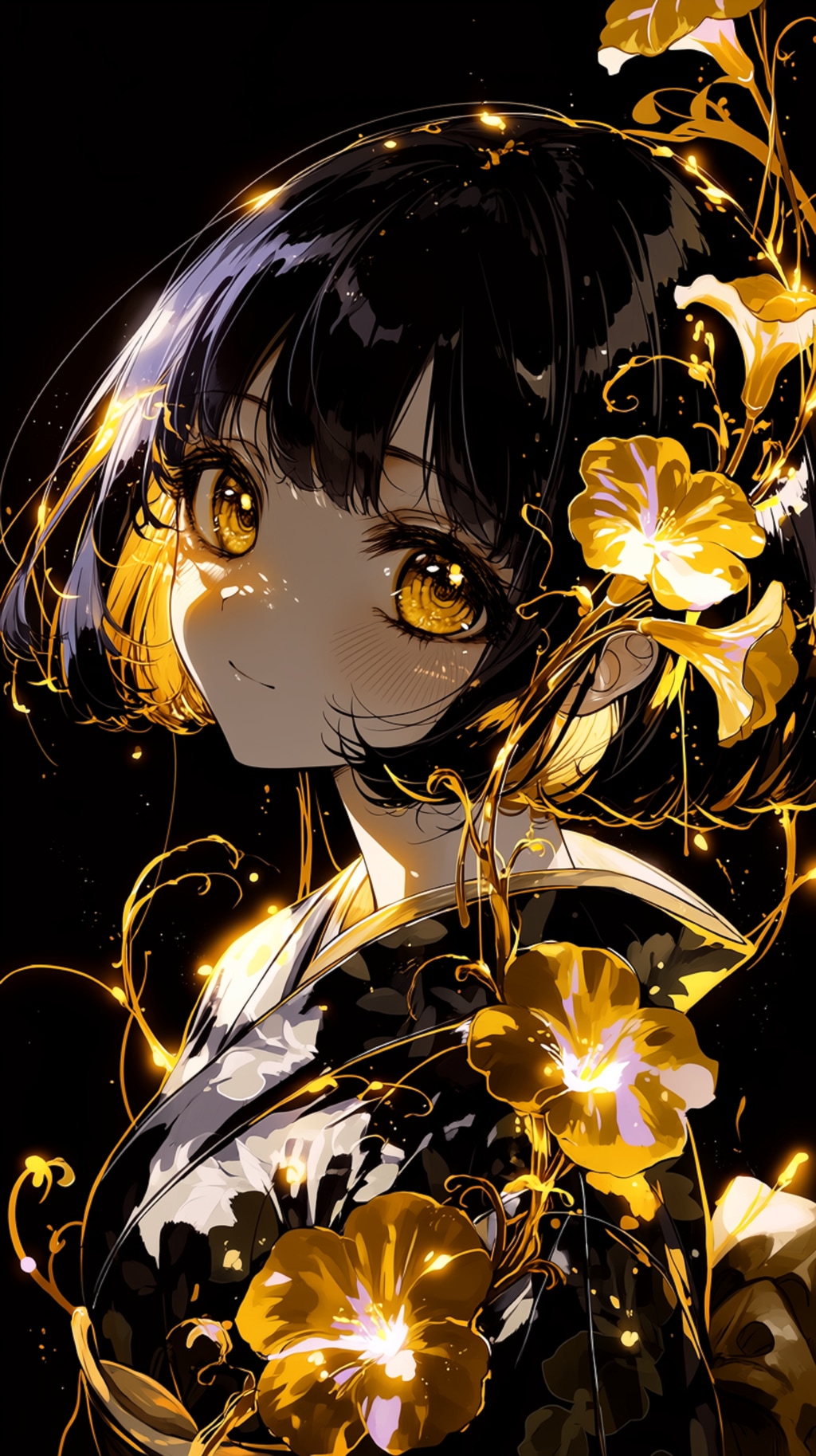 Midnight Gold Blossom  🌸 真夜中に咲く黄金花