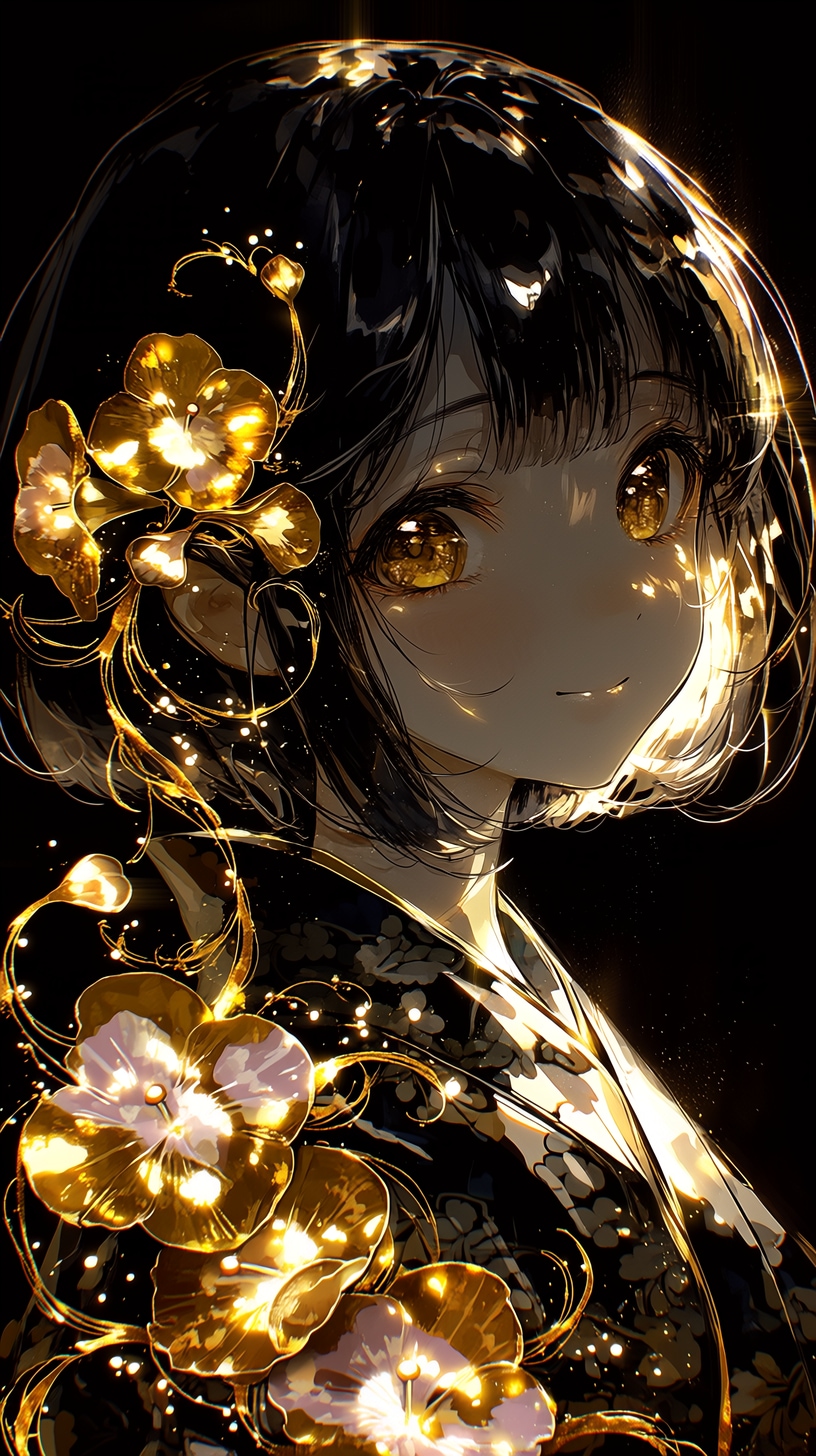 Midnight Gold Blossom  🌸 真夜中に咲く黄金花