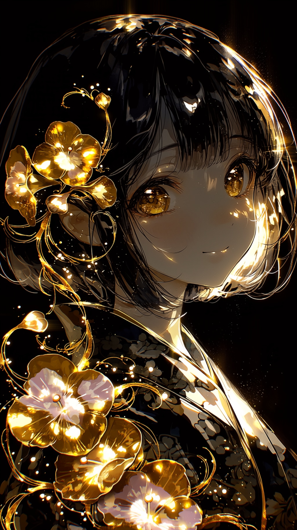 Midnight Gold Blossom  🌸 真夜中に咲く黄金花