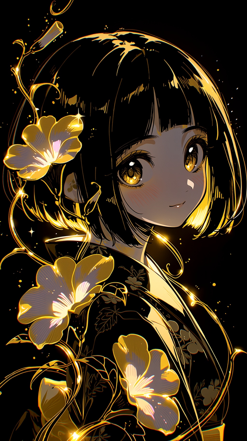 Midnight Gold Blossom  🌸 真夜中に咲く黄金花