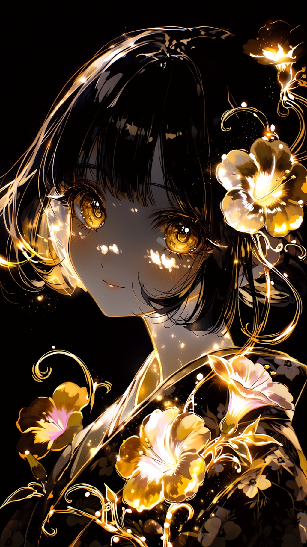 Midnight Gold Blossom  🌸 真夜中に咲く黄金花