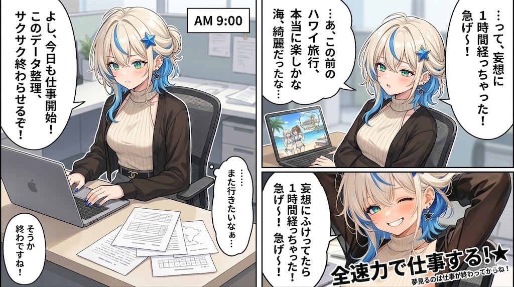 ハワイ旅行に行くために頑張るOL女子！