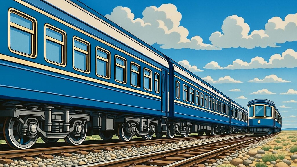 荒野を走る蒸気機関車