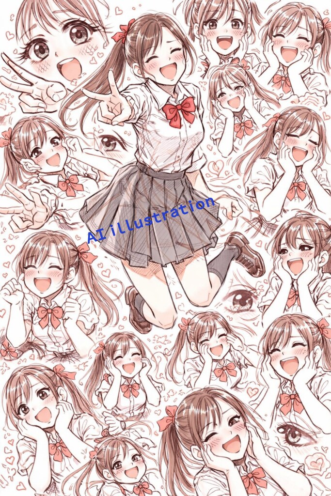 Twitterのタイムラインで見たものを“初恋のポニーテール美少女”でマネしてみた。  ※AIによる文字は無しにしてあります