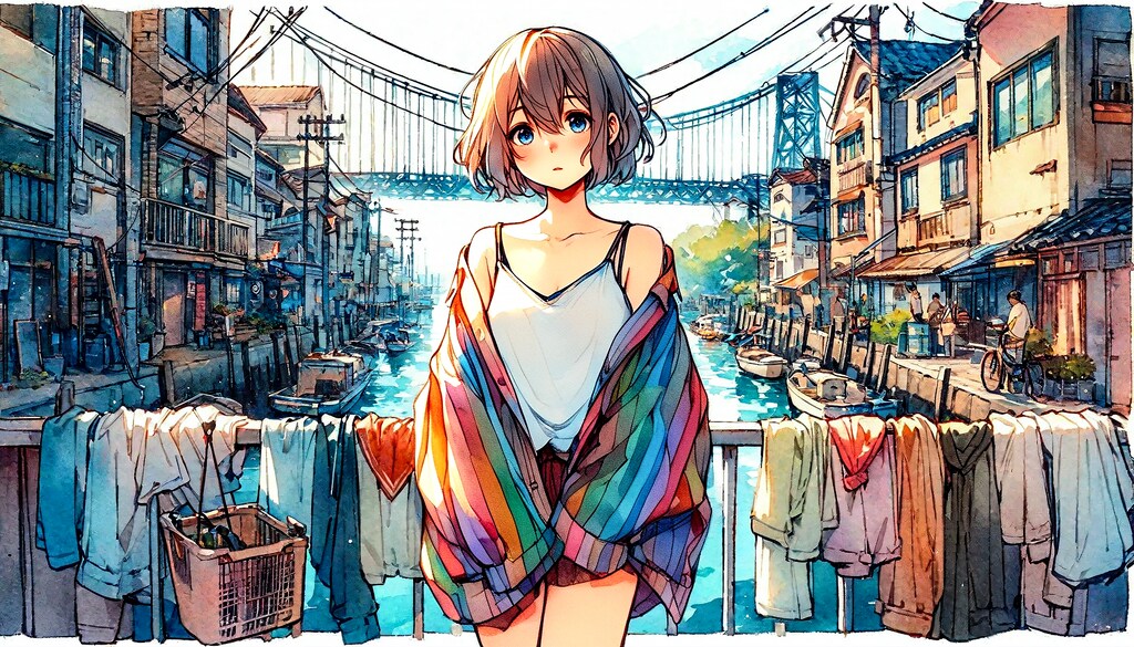 街と水たまり、少女242