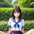マスクJK野外露出撮影0913 3枚目