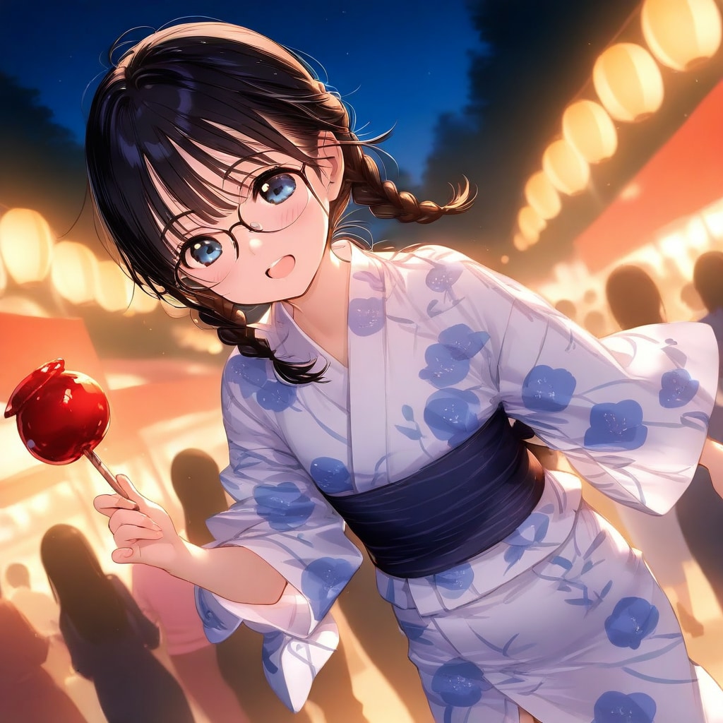 眼鏡三つ編みには浴衣が似合う？ | の人気AIイラスト・グラビア