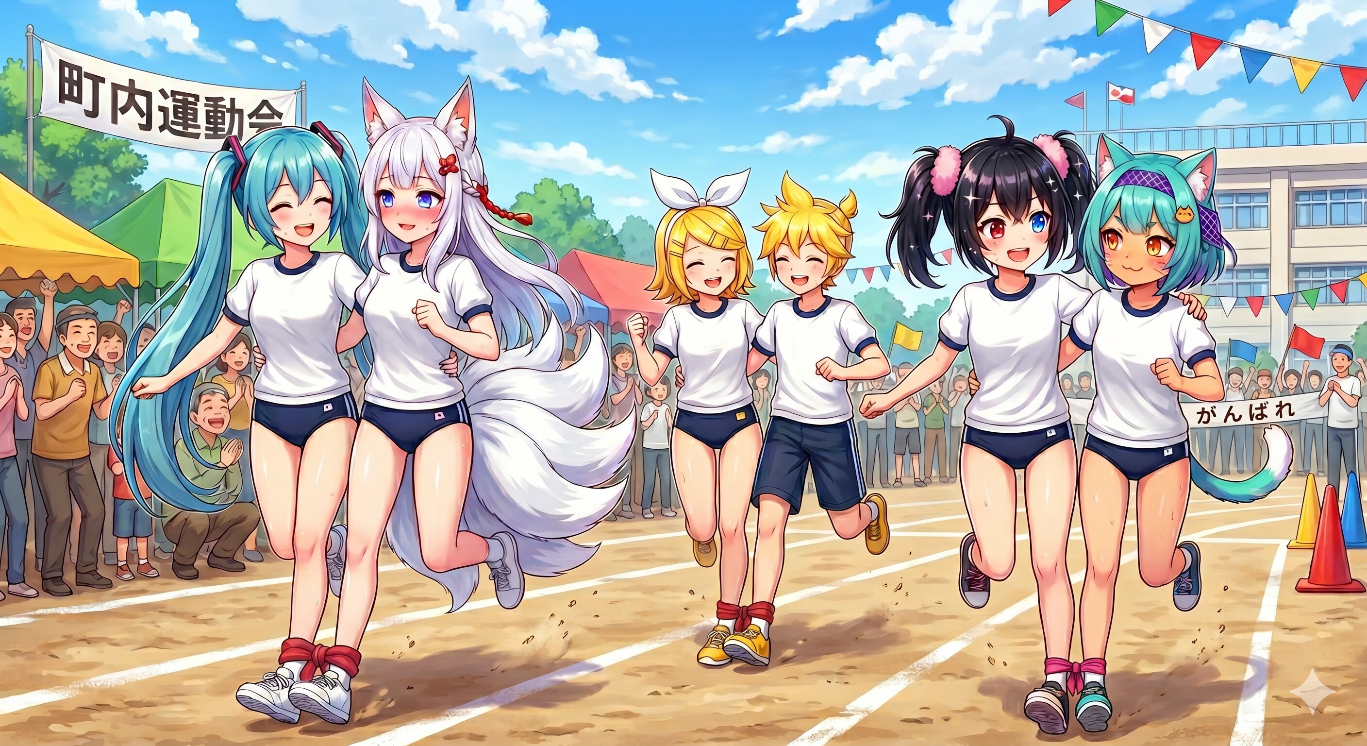 みんなで二人三脚 | の人気AIイラスト・グラビア