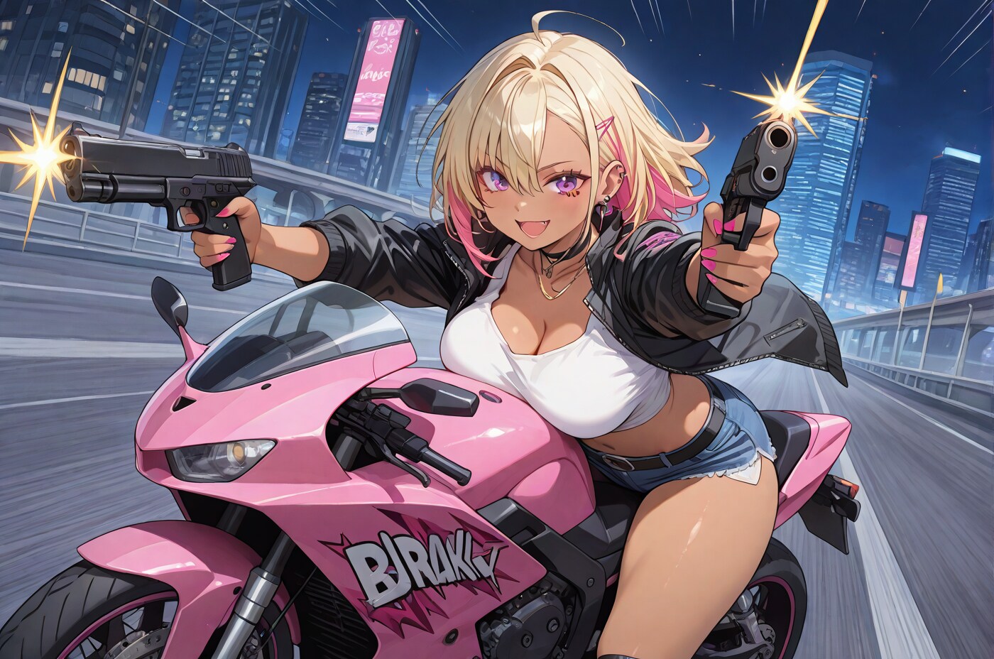 ギャル×バイク×二丁拳銃