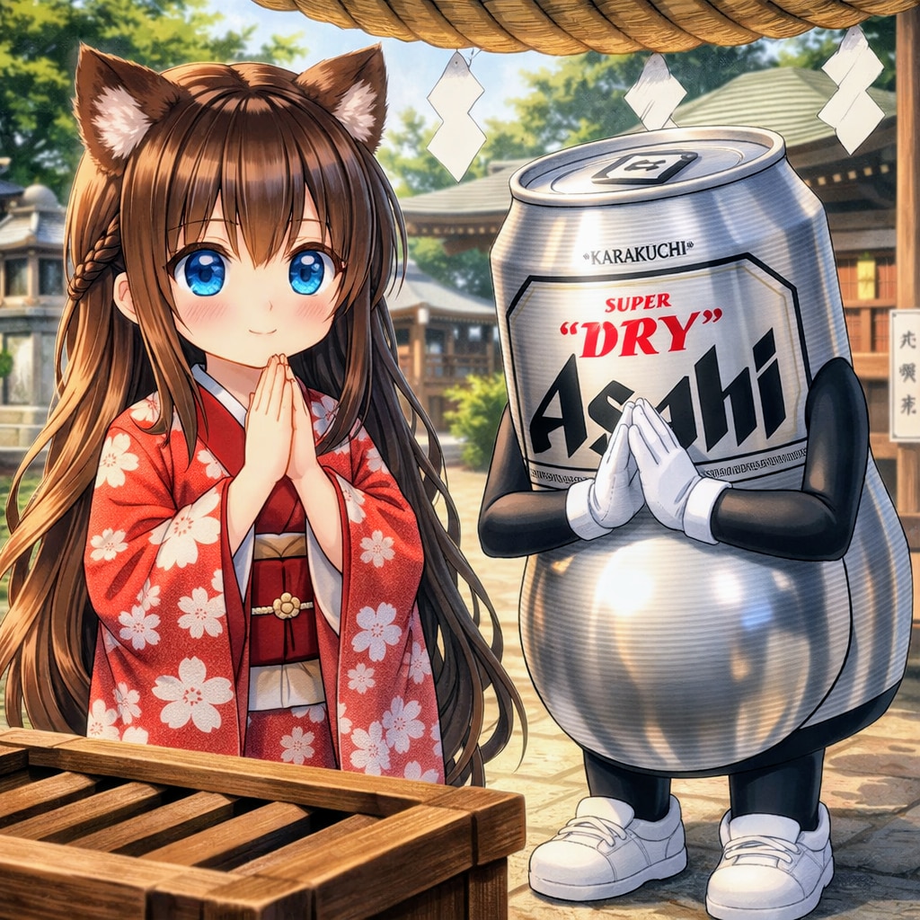 安産祈願をする小さな女の子