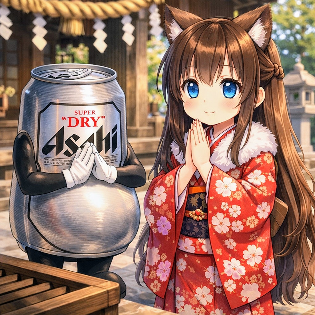 安産祈願をする小さな女の子