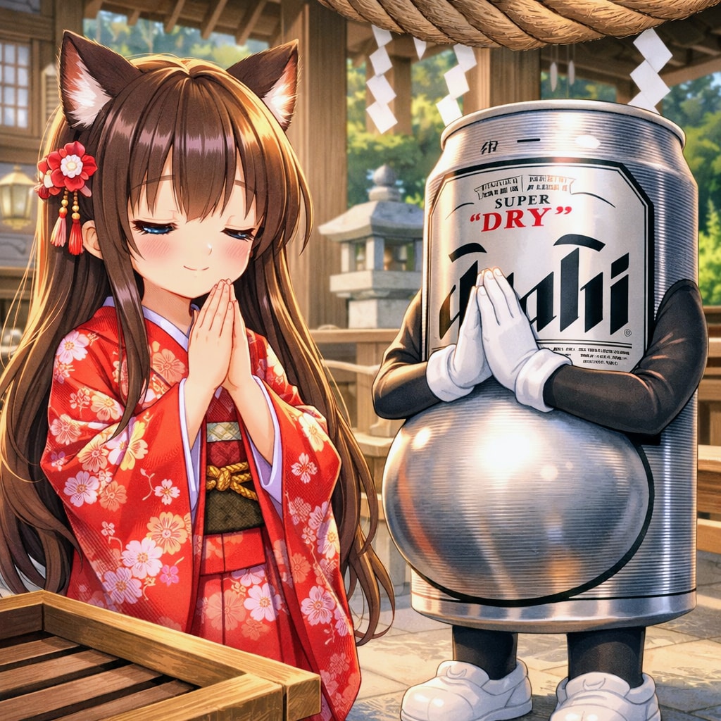 安産祈願をする小さな女の子